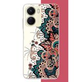 Vivo Y16 Uyumlu Etnik Çiçek Deseni Baskılı Silikon Kılıf