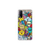 Vivo Y20 ile Uyumlu Grafiti Doodle Tasarımlı Şeffaf Silikon Kılıf