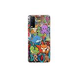 Vivo Y20 ile Uyumlu Grafiti Mini Tasarımlı Şeffaf Silikon Kılıf