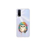 Vivo Y20 ile Uyumlu Splash Kirpi Tasarımlı Şeffaf Silikon Kılıf