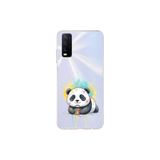Vivo Y20 ile Uyumlu Splash Panda Tasarımlı Şeffaf Silikon Kılıf