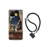 Vivo Y21s ile Uyumlu Kılıf Desenli Silikon Boyun Askılı Ananas Camera Glass 1358