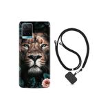 Vivo Y21s ile Uyumlu Kılıf Desenli Silikon Boyun Askılı Leon Flowers 1307