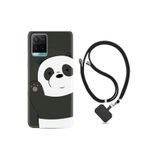 Vivo Y21s ile Uyumlu Kılıf Silikon Desen Boyun Askılı Hello Panda 1709