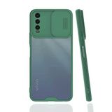 Vivo Y21S ile uyumlu Kılıf Slayt Sürgülü Arkası Buzlu Lensi Kapak - Koyu Yeşil