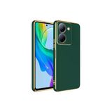 Vivo Y36 4G Uyumlu Kılıf Parlak Kenarlı Altın Işlemeli Kamera Korumalı Kapak (Bark)