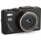 Vivopack 5k Dijital Vlog Kamerası 75MP Fotoğraf Makinesi Auto Focus Otomatik Odaklama Anti-Shake Sarsıntı Önleyici Canlı Yayın Web Kamerası + Hafıza Kartı Hediye - Siyah