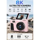 Vivopack 8k Ultra Hd Kamera 8k Video Kamera 88 Mmp 18X Zoom Ile Dijital Kamera 3 Flip Screen Wifi 32GB Kart Fotoğraf Vlog - Pembe