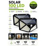 VİVVOV 2 Adet Solar 100 ledli Hareket Sensörlü Güneş Enerjili IP65 Bahçe Aydınlatma Güneş Enerjili Solar Bahçe Lambası | Otomatik Gece Sensörlü | Suya Dayanıklı LED Bahçe