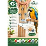 Vixpet Venty 4'lü Pedikür Papağan Tüneği Çapı 36 mm | Macaw | Kakadu | Jako | Amazon | İskender / Kumlu Tünek - Zımpara Tünek