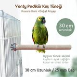 Vixpet Venty Pedikür Papağan Tünek 30 cm Uzunluk 25 mm Çap / 1 Adet - Kumlu Tünek- Zımpara Tünek