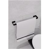 VİYA Metal Parlak Siyah Metal Havluluk, Yapışkanlı Tasarım, Banyo Askısı