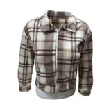 Viya V00792 Kadin Polar Ekose Kareli Fermuarli Mini Ceket