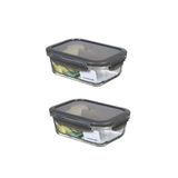 Viyalente 2 Adet Euro Fırın & Saklama Kabı Dörtgen 740 ml Gri - | 400°C Isıya Kadar Güvenli