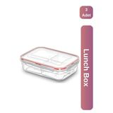 Viyalente 3'lü 4 Bölmeli Lunch Box, 1000 ml, Hava Geçirmez, Sıvı Sızdırmaz, Saklama Kabı LC-520