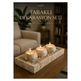 VİYAM ALTIN Desenli Tabaklı Hediyelik Dekorasyon Seti.(TEALİGHT MUM DAHİL DEĞİLDİR)