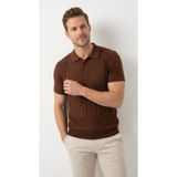 viyamen Erkek Yazlık Triko Tişört Kısa Kol Polo Yaka Düğmeli T-Shirt - Kahverengi