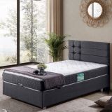 Viyana Baza Başlık Letto Yatak Seti, Antrasit, 90X200