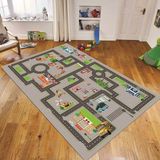 Viyana Home Dijital Baskılı Kaymaz Taban Yıkanabilir Çocuk Odası Oyun Halısı, V-Çocuk-20-Gri, - 120 x 180 cm