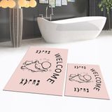 Viyana Home Dijital Baskılı Kaymaz Taban Yıkanabilir Ikili Banyo Paspas Klozet Takımı, V-Klozet-11-Pembe, - 40 x 60 cm - 60 x 100 cm