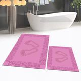 Viyana Home Dijital Baskılı Kaymaz Taban Yıkanabilir Ikili Banyo Paspas Klozet Takımı, V-Klozet-18-Pembe, - 40 x 60 cm - 60 x 100 cm