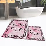 Viyana Home Dijital Baskılı Kaymaz Taban Yıkanabilir Ikili Banyo Paspas Klozet Takımı, V-Klozet-19-Pembe, - Renkli