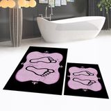 Viyana Home Dijital Baskılı Kaymaz Taban Yıkanabilir Ikili Banyo Paspas Klozet Takımı, V-Klozet-20-Pembe, - Renkli