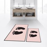 Viyana Home Dijital Baskılı Kaymaz Taban Yıkanabilir Ikili Banyo Paspas Klozet Takımı, V-Klozet-21-Pembe, - 40 x 60 cm - 60 x 100 cm