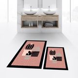 Viyana Home Dijital Baskılı Kaymaz Taban Yıkanabilir Ikili Banyo Paspas Klozet Takımı, V-Klozet-22-Pembe, - Renkli