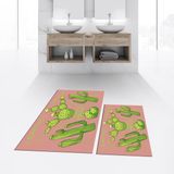 Viyana Home Dijital Baskılı Kaymaz Taban Yıkanabilir Ikili Banyo Paspas Klozet Takımı, V-Klozet-23-Pembe, - 40 x 60 cm - 60 x 100 cm