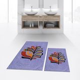 Viyana Home Dijital Baskılı Kaymaz Taban Yıkanabilir Ikili Banyo Paspas Klozet Takımı, V-Klozet-27-Mavi, - 40 x 60 cm - 60 x 100 cm