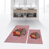 Viyana Home Dijital Baskılı Kaymaz Taban Yıkanabilir Ikili Banyo Paspas Klozet Takımı, V-Klozet-27-Pembe, - Renkli