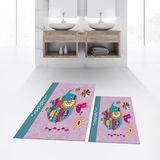 Viyana Home Dijital Baskılı Kaymaz Taban Yıkanabilir Ikili Banyo Paspas Klozet Takımı, V-Klozet-31-Pembe, - Renkli