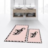 Viyana Home Dijital Baskılı Kaymaz Taban Yıkanabilir Ikili Banyo Paspas Klozet Takımı, V-Klozet-32-Pembe, - 40 x 60 cm - 60 x 100 cm