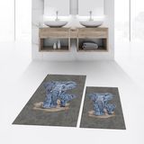 Viyana Home Dijital Baskılı Kaymaz Taban Yıkanabilir Ikili Banyo Paspas Klozet Takımı, V-Klozet-33-Gri, - Renkli