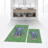 Viyana Home Dijital Baskılı Kaymaz Taban Yıkanabilir Ikili Banyo Paspas Klozet Takımı, V-Klozet-33-Yeşil, - Renkli