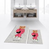 Viyana Home Dijital Baskılı Kaymaz Taban Yıkanabilir Ikili Banyo Paspas Klozet Takımı, V-Klozet-34-Gri, - Renkli