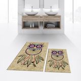 Viyana Home Dijital Baskılı Kaymaz Taban Yıkanabilir Ikili Banyo Paspas Klozet Takımı, V-Klozet-35-Kahve, - Kahverengi - 40 x 60 cm - 60 x 100 cm