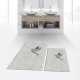 Viyana Home Dijital Baskılı Kaymaz Taban Yıkanabilir Ikili Banyo Paspas Klozet Takımı, V-Klozet-36-Gri, - Renkli