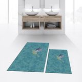 Viyana Home Dijital Baskılı Kaymaz Taban Yıkanabilir Ikili Banyo Paspas Klozet Takımı, V-Klozet-36-Mavi, - Renkli