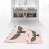 Viyana Home Dijital Baskılı Kaymaz Taban Yıkanabilir Ikili Banyo Paspas Klozet Takımı, V-Klozet-37-Pembe, - Renkli