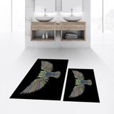 Viyana Home Dijital Baskılı Kaymaz Taban Yıkanabilir Ikili Banyo Paspas Klozet Takımı, V-Klozet-37-Siyah, - 40 x 60 cm - 60 x 100 cm