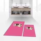 Viyana Home Dijital Baskılı Kaymaz Taban Yıkanabilir Ikili Banyo Paspas Klozet Takımı, V-Klozet-38-Pembe, - Renkli