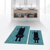 Viyana Home Dijital Baskılı Kaymaz Taban Yıkanabilir Ikili Banyo Paspas Klozet Takımı, V-Klozet-39-Mavi, - 40 x 60 cm - 60 x 100 cm