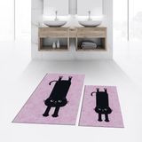 Viyana Home Dijital Baskılı Kaymaz Taban Yıkanabilir Ikili Banyo Paspas Klozet Takımı, V-Klozet-39-Pembe, - Renkli