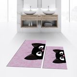 Viyana Home Dijital Baskılı Kaymaz Taban Yıkanabilir Ikili Banyo Paspas Klozet Takımı, V-Klozet-40-Pembe, - Renkli