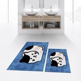 Viyana Home Dijital Baskılı Kaymaz Taban Yıkanabilir Ikili Banyo Paspas Klozet Takımı, V-Klozet-43-Mavi, - 40 x 60 cm - 60 x 100 cm
