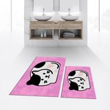 Viyana Home Dijital Baskılı Kaymaz Taban Yıkanabilir Ikili Banyo Paspas Klozet Takımı, V-Klozet-43-Pembe, - 40 x 60 cm - 60 x 100 cm