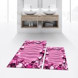Viyana Home Dijital Baskılı Kaymaz Taban Yıkanabilir Ikili Banyo Paspas Klozet Takımı, V-Klozet-47-Pembe, - Renkli