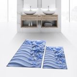 Viyana Home Dijital Baskılı Kaymaz Taban Yıkanabilir Ikili Banyo Paspas Klozet Takımı, V-Klozet-48-Mavi, - 40 x 60 cm - 60 x 100 cm